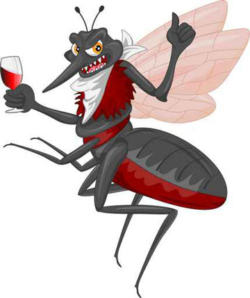 animated mosquito holding a cup of blood